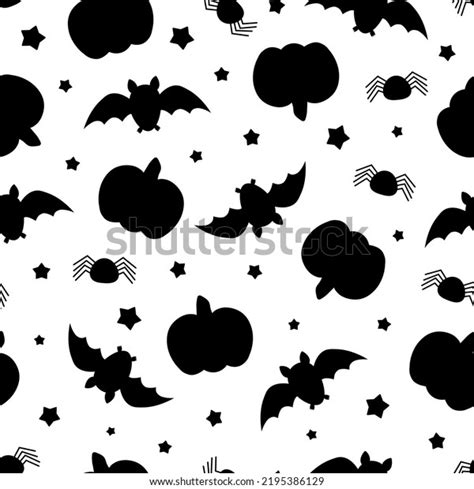 Seamless Pattern Halloween Silhouette Vector Illustration Stock Vector