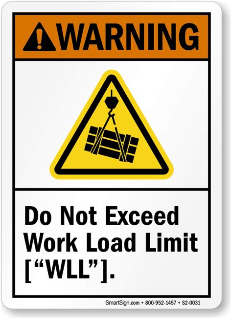 Warning Do Not Exceed Lift Capacity Label Sku Lb Off