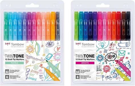 Tombow WS PK 12P 2 Twin Tone Dual Tip Marker Pastel Colours Pack Of