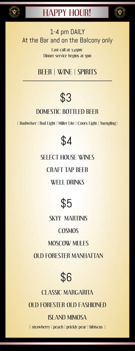 Happy Hour Menu Bridge Street Bistro