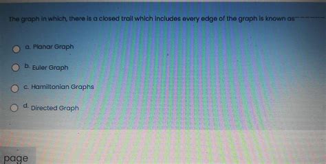 Solved The graph in which there is a closed trail which | Chegg.com