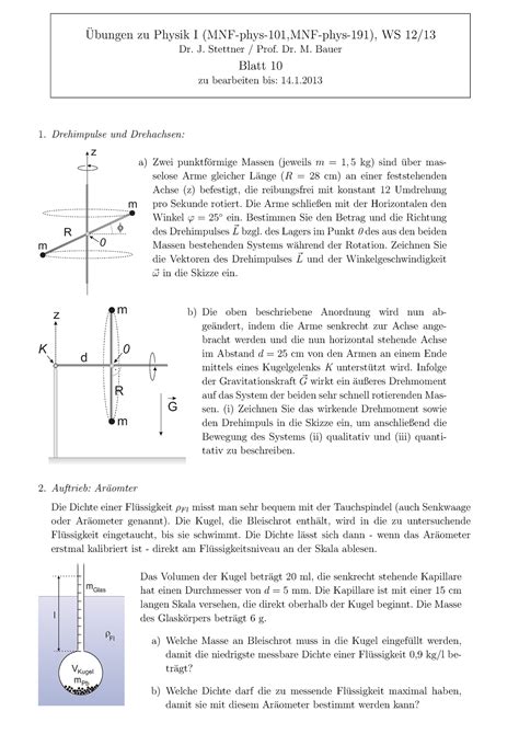 Übungen 10 Übungsaufgaben Physik 1 2022 23 Ubungen zu Physik I