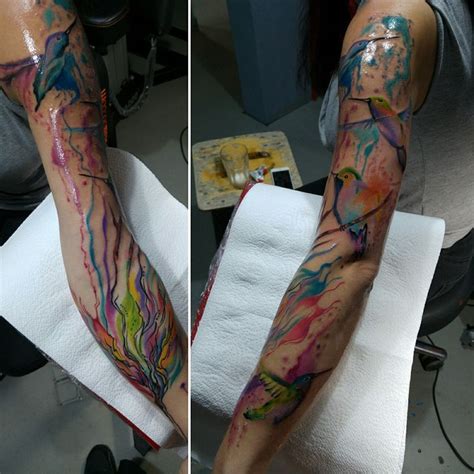 Watercolour Sleeve Tattoo By Gabriele Limited Availability At Revival