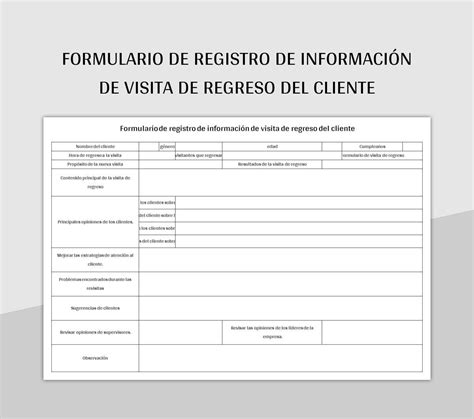 Plantilla De Formato Excel Formulario De Registro De Información De