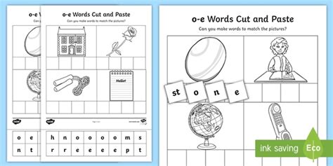 O E Sound Cut And Stick Worksheet Teacher Made