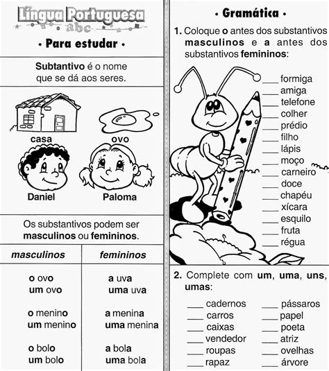 Atividades Com Gênero Do Substantivo 5 Ano Com Gabarito Bruniv