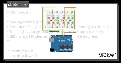 Two Way Traffic Lights Wokwi ESP32 STM32 Arduino Simulator