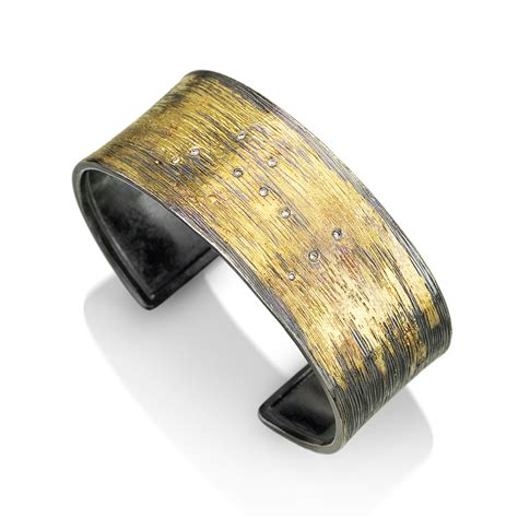 Jacob Kelehers Black And Gold 1 Inch Cuff Fine Art Jewelry