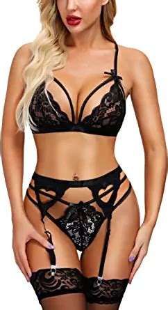 Aranmei 4 Piece Lingerie Set With Garter Belt And Stockings