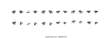 Anime Manga Expressions Eyes Set Boy Stock Vector (Royalty Free ...