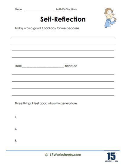 Self Reflection Worksheets Worksheets