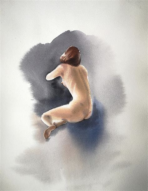 Naked Beauty Of A Woman Etude No 7 Watercolor Art Print Large