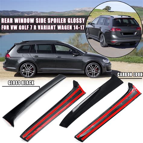 Rear Window Side Spoiler Canard Splitter Gloss Black Carbon Fiber Look