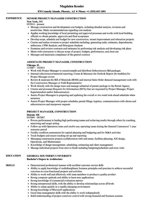 Project Manager Construction Resume Samples Velvet Jobs Construction Project Manager Job