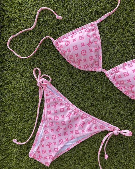 Louis Vuitton Bikini Pink LV Shipping Worldwide Y2K Bikini Luxury