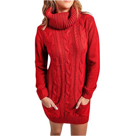 Dezsed Womens Turtleneck Sweater Dress Clearance Autumn And Winter