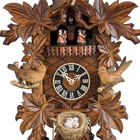 Carved 8 Day Musical Cuckoo Clock With Seven Leaves Three Life Like B