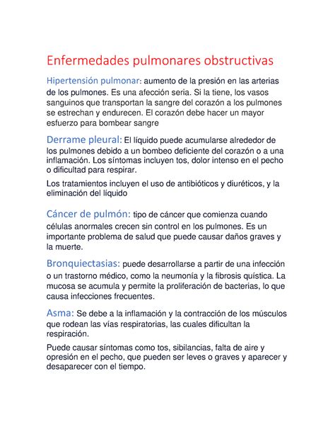 Enfermedades Pulmonares Obstructivas Y Restrictivas Enfermedades