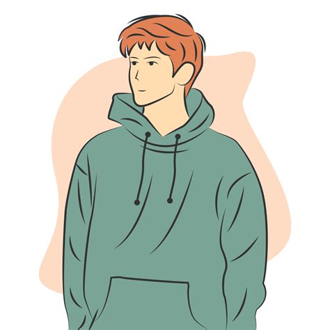 Handsome Man Character Wearing Hoodie In Flat Cartoon Style 7907039