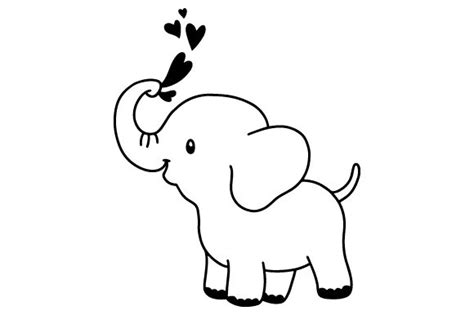 Elephant Trunk Heart Silhouette Clipart