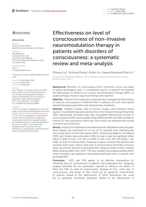 Pdf Effectiveness On Level Of Consciousness Of Non Invasive