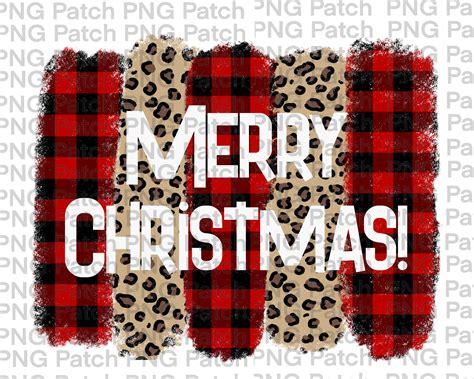 Merry Christmas With Leopard Print And Buffalo Plaid Etsy