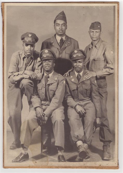 Five African American Soldiers Dress Uniforms World War Ii