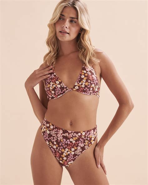 BILLABONG Field Of Dreams High Waist Thong Bikini Bottom Multi Floral