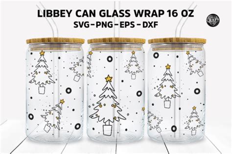 Christmas Tree Libbey Can Glass Svg 16oz Graphic By Lazycraftlab