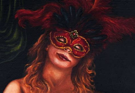 Masquerade Nude Woman Butterfly Skull Mystery Mask With Feathers Oil Painting On Canvas