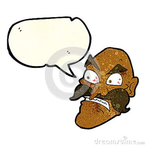 Cartoon Angry Old Man With Speech Bubble Stock Illustration