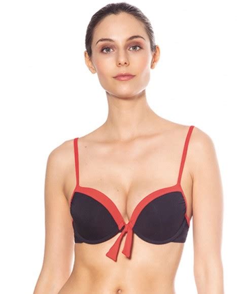 Top Bikini Push Up Liso Rojo Negro Bikini Bikini