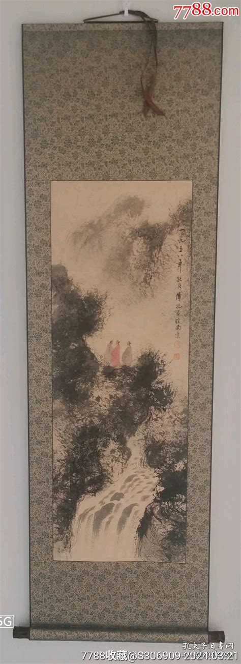 回流傅抱石山水画《观瀑图》山水国画原作图片鉴别收藏价值7788和田玉收藏