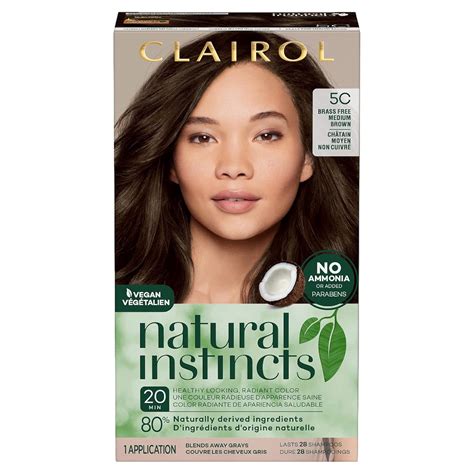 Clairol Natural Instincts Demi Permanent Hair Dye 5c Brass Free Medium Brown Hair