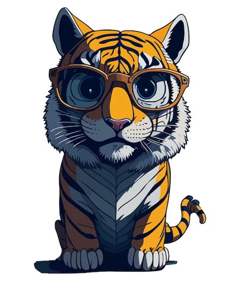 Premium Vector A Tiger With Glasses That Says Tiger On It