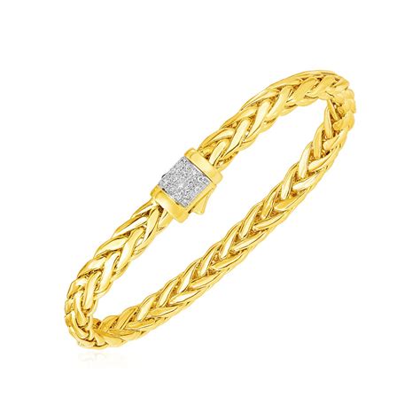 Gold Bracelet For Men 14k Gold Diamond Accent Jewelrify