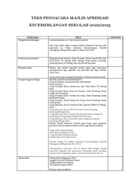 Teks Pengacara Majlis Apresiasi Kecemerlangan Pdf