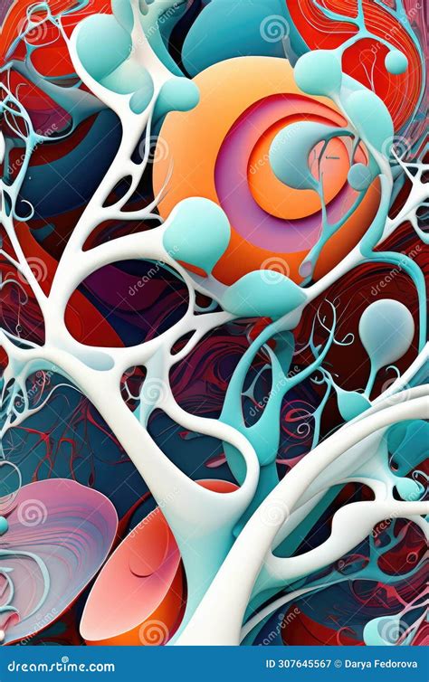 Surreal Biomorphic Abstract With Organic Shapes And Cool Tones Stock