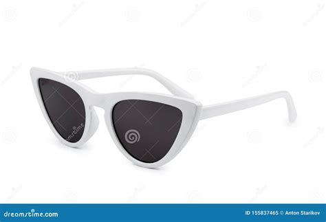 White Retro Cat Eye Sunglasses Stock Image Image Of Glass Protective