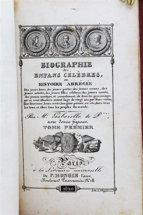 M Gabrielle de Paban Biographie des Enfans Célèbres 1820 Catawiki