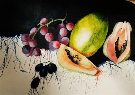 Still Life Grapes And Papayas By Nashahmed On Deviantart