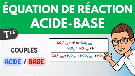 Équation de réaction acide base Exercice Terminale Chimie YouTube