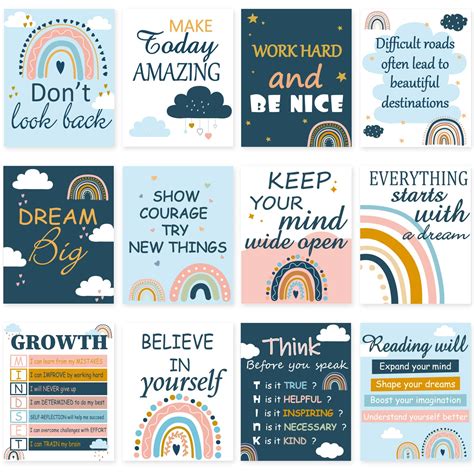 Buy 12 Boho Rainbow Inspirational Quotes S For Classroom Decor Signs