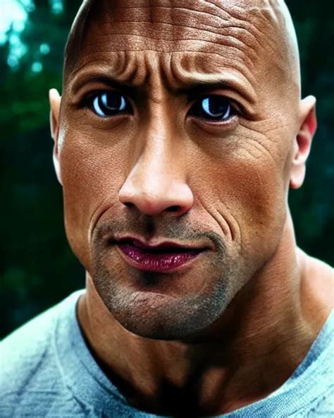 Film Still Close Up Shot Of Dwayne Johnson As Ash Stable Diffusion