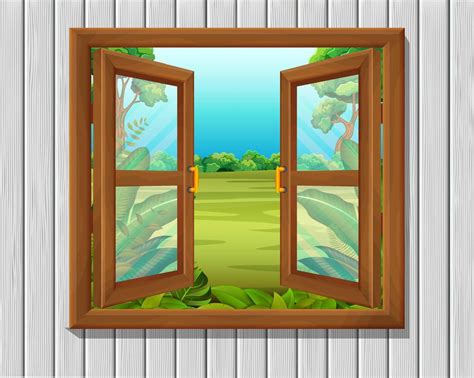 Window To Nature Scene Vector Art At Vecteezy