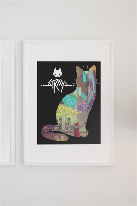 Stray Video Game Stray Minimal Print Cat Home Decor - Etsy