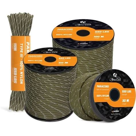 Paracorde 550 Réfléchissante 4Mm Corde En Nylon 15M 30M 50M Type Iii