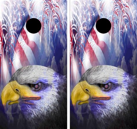 Bald Eagle Flag Oil Cornhole Board Wrap Sticker America Etsy