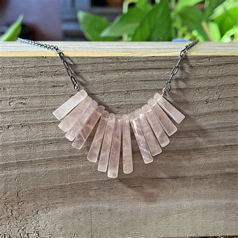 Rose Quartz Art Deco Necklace — Green Witch Vintage And Handmade