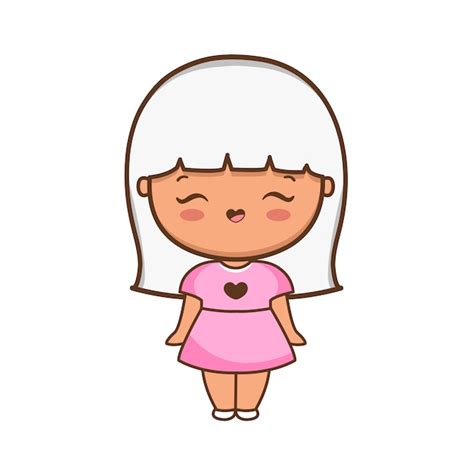 Ilustración De Niña Linda De Dibujos Animados Vector Premium Vector